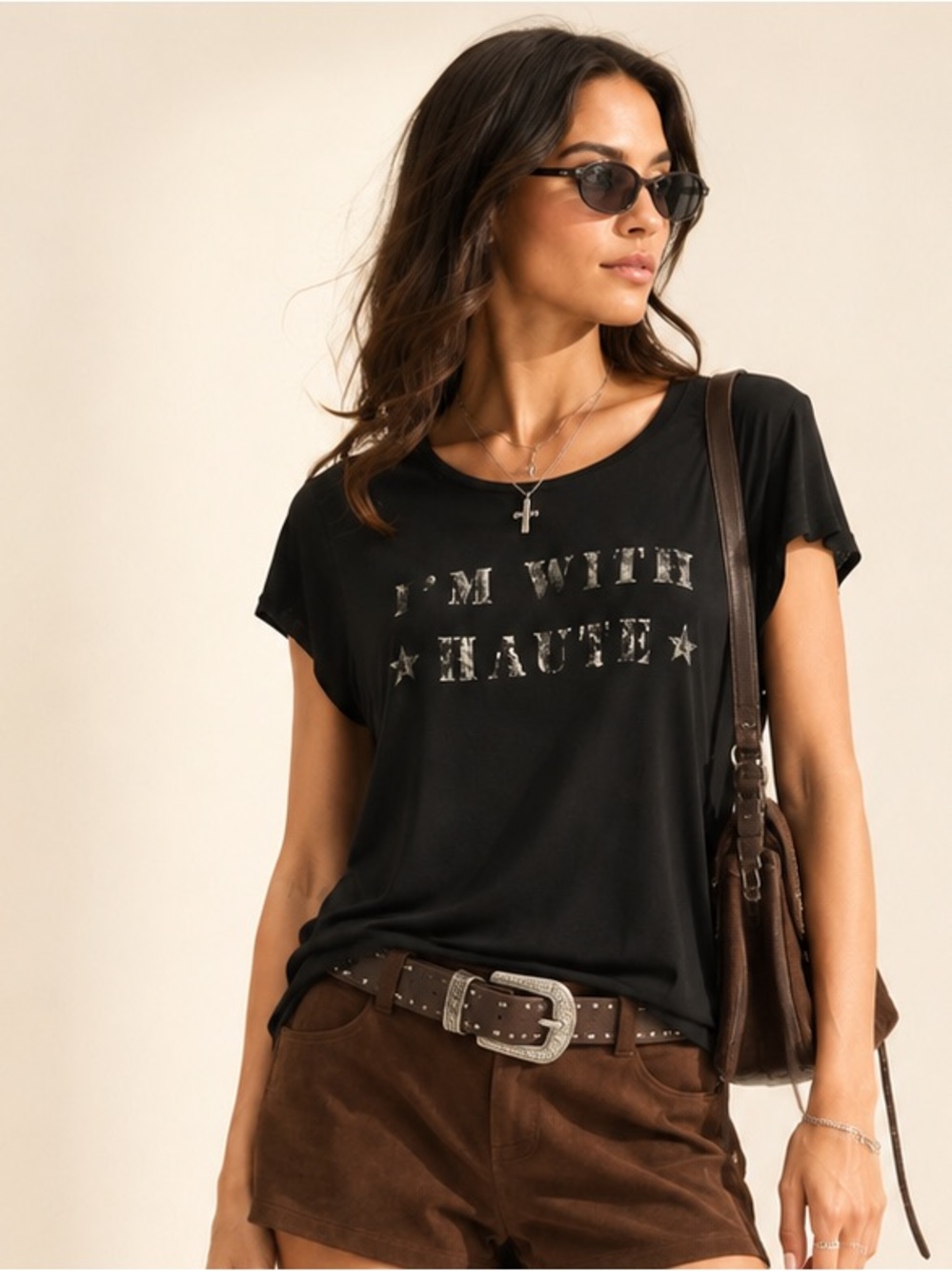 Haute Hippie x Revolve Y2K Graphic Modal Tee Distressed Logo Relaxed Tee Sz S